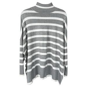 Adrianna Papell Grey Striped Turtleneck Sweater Women’s Size Medium NWT
